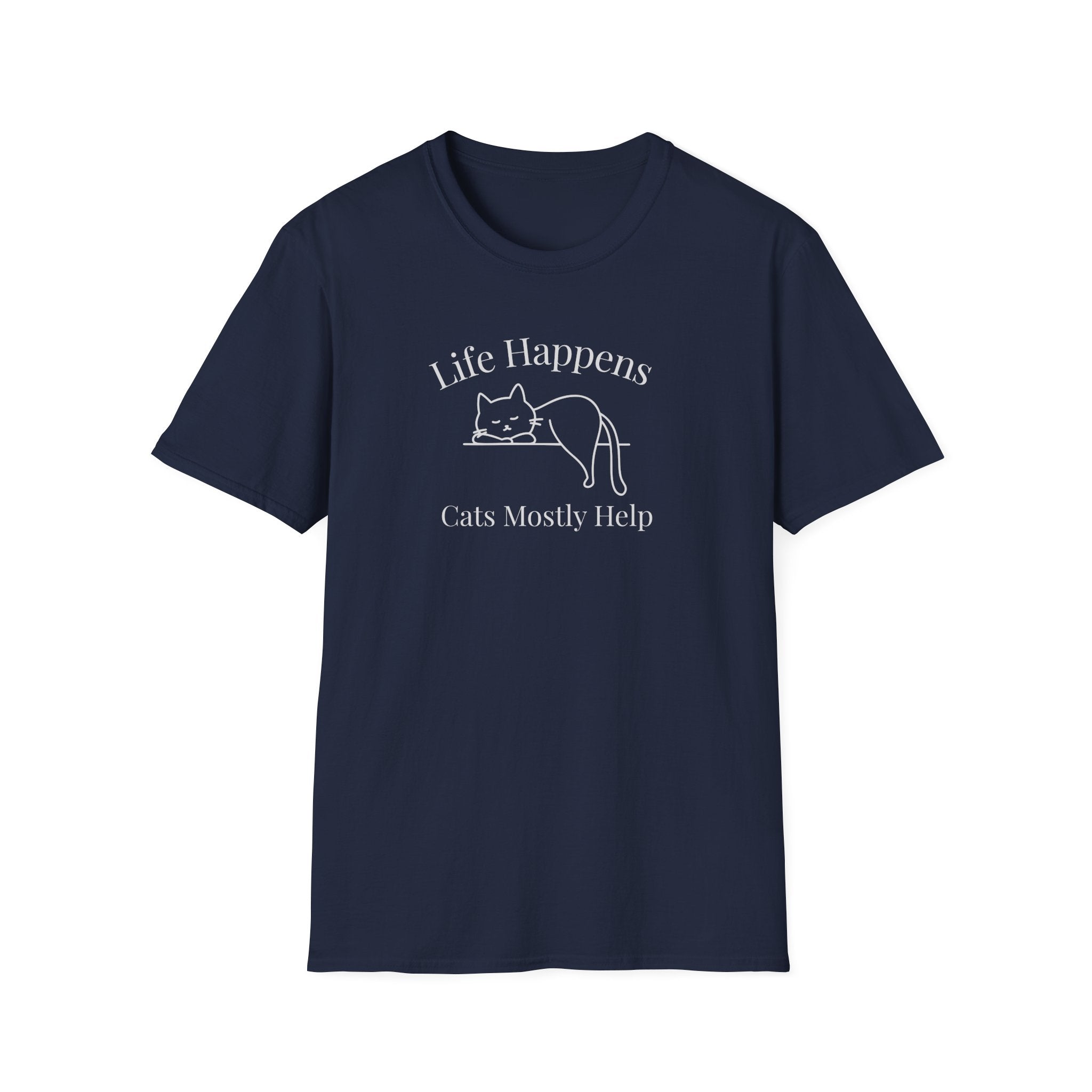 Life Happens, Cats Mostly Help - Relaxed Graphic Cat T-Shirt - Hippie at Heart