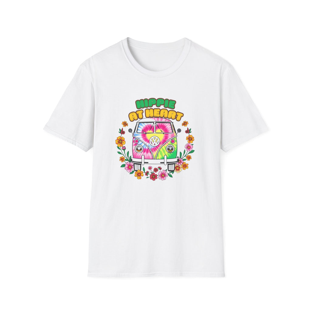 Hippie At Heart Tee - Colorful Van Life VW Design - Hippie at Heart