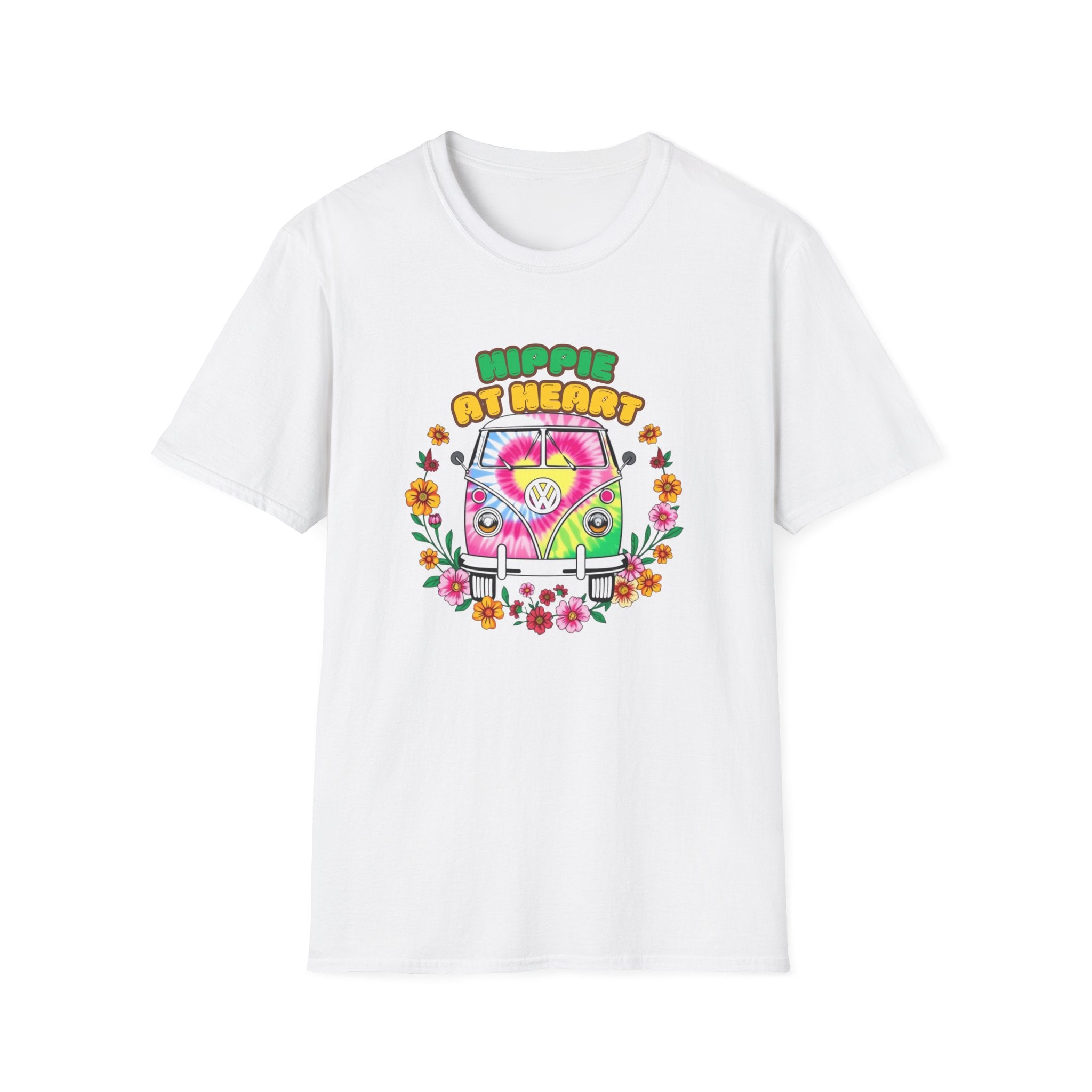 Hippie At Heart Tee - Colorful Van Life VW Design - Hippie at Heart