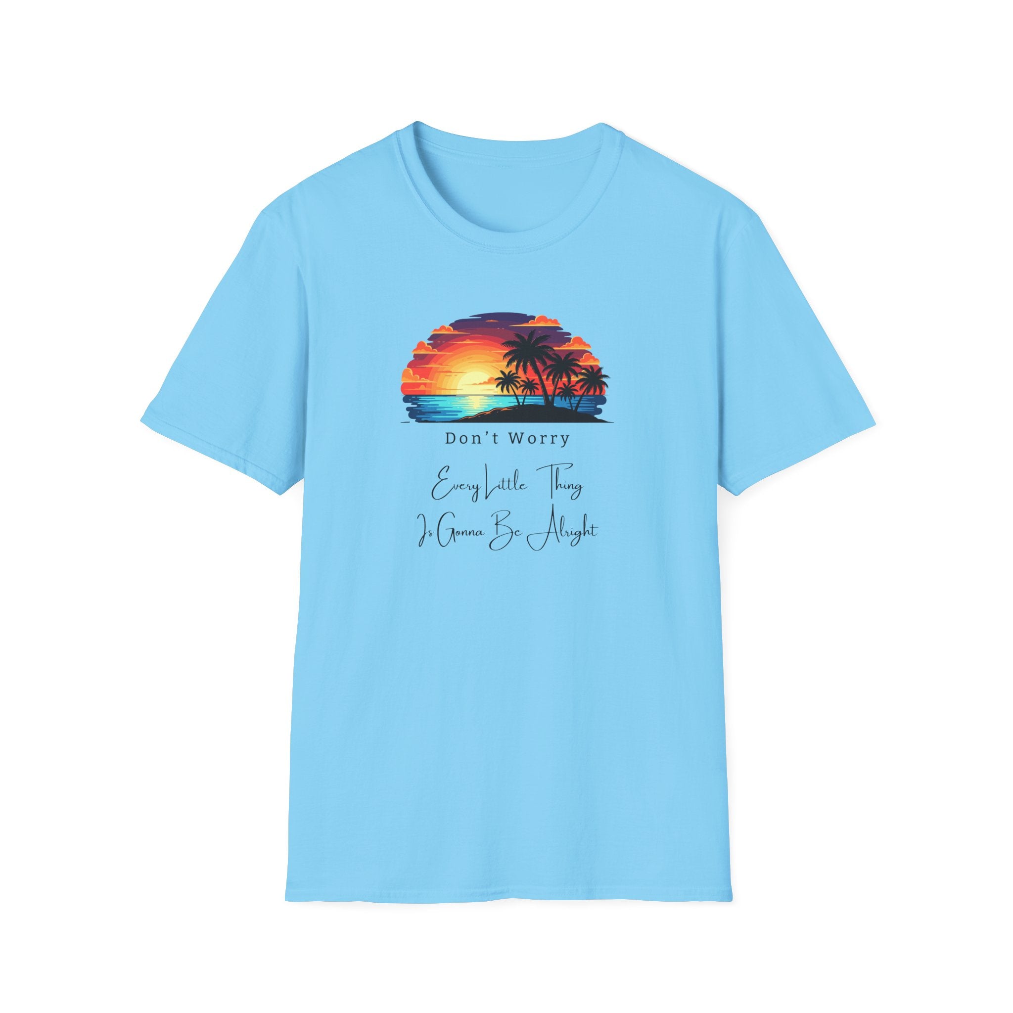 Don't Worry Every Little Thing - Retro Sunset Palm T-Shirt - Hippie at Heart