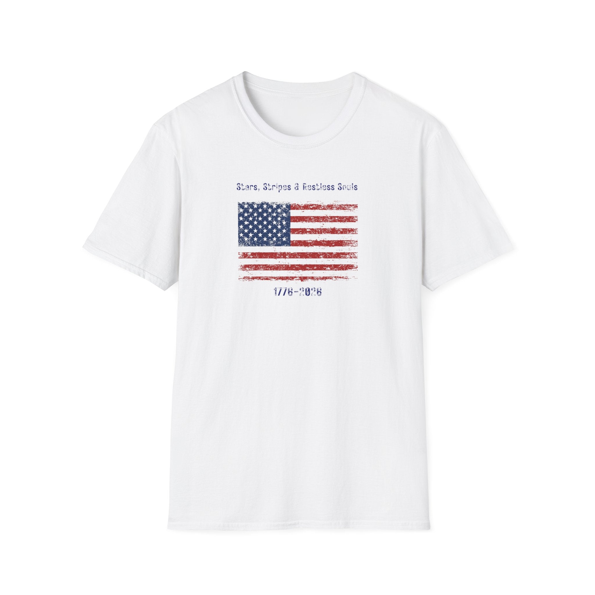 Stars, Stripes & Restless Souls Flag T-Shirt - Vintage American Patriotic Tee - Hippie at Heart