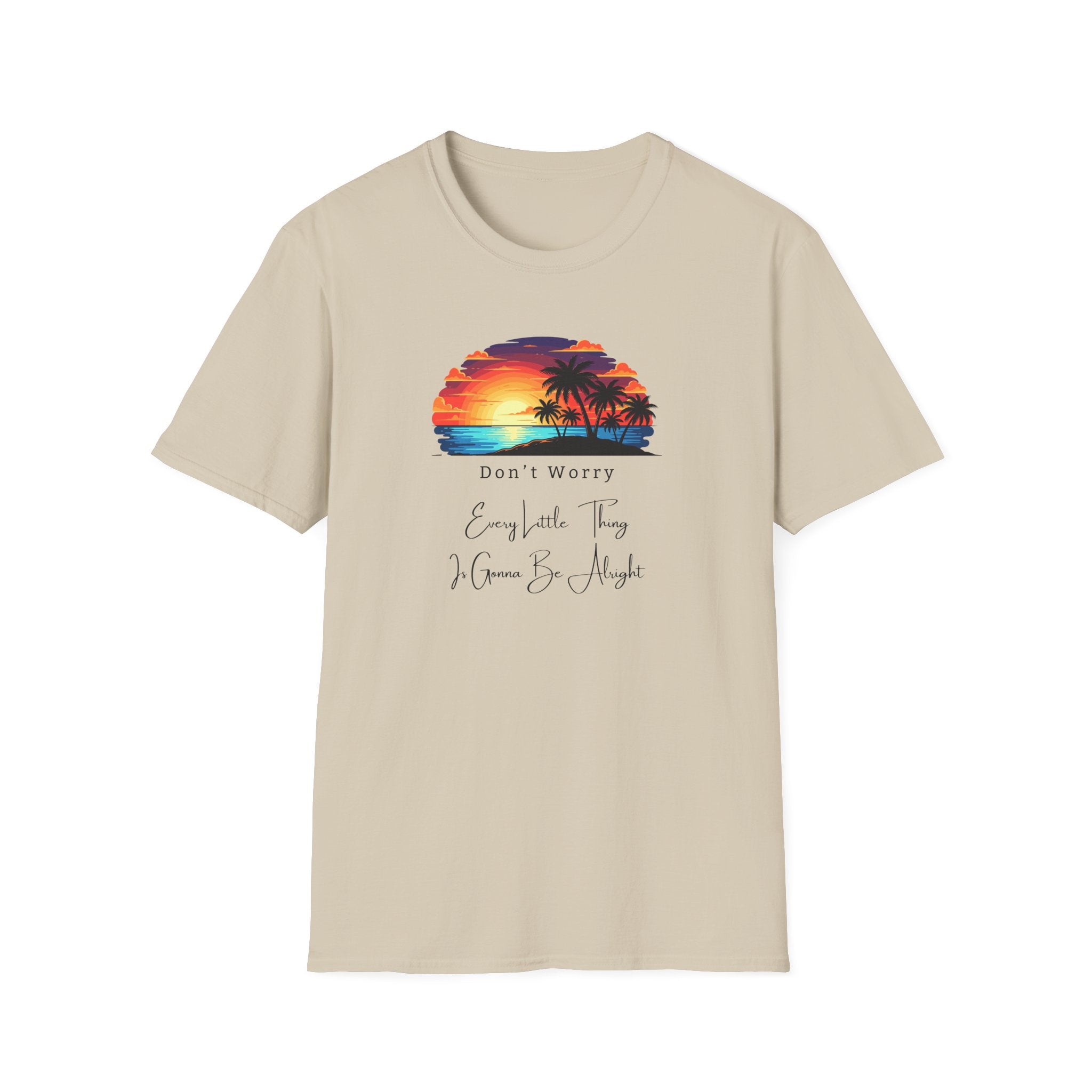 Don't Worry Every Little Thing - Retro Sunset Palm T-Shirt - Hippie at Heart