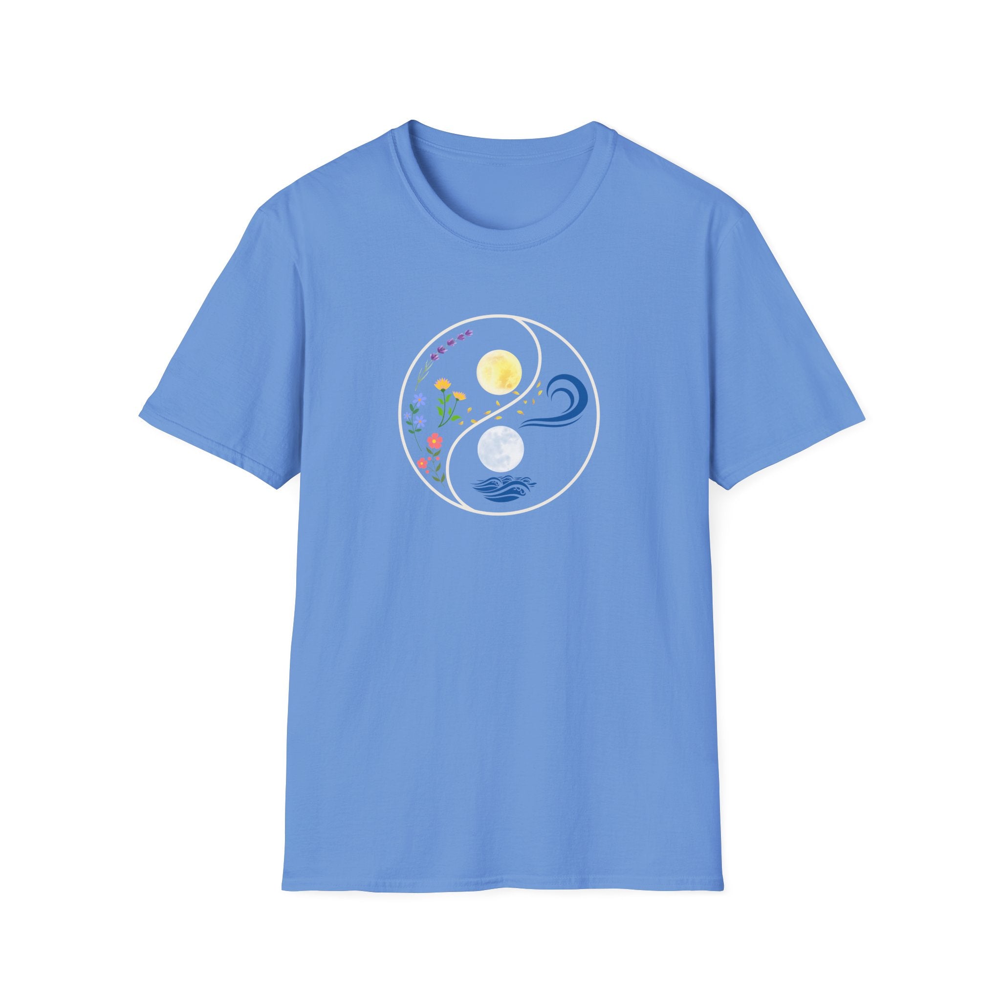 Yin Yang Nature Tee - Moon Floral Wave Graphic T-Shirt - Hippie at Heart