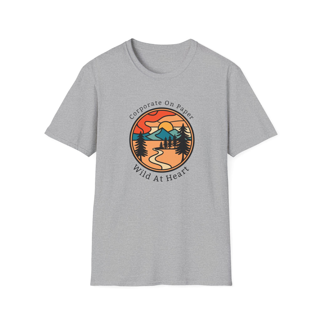 Corporate on Paper, Wild at Heart Tee - Mountain Sunset T-Shirt - Hippie at Heart