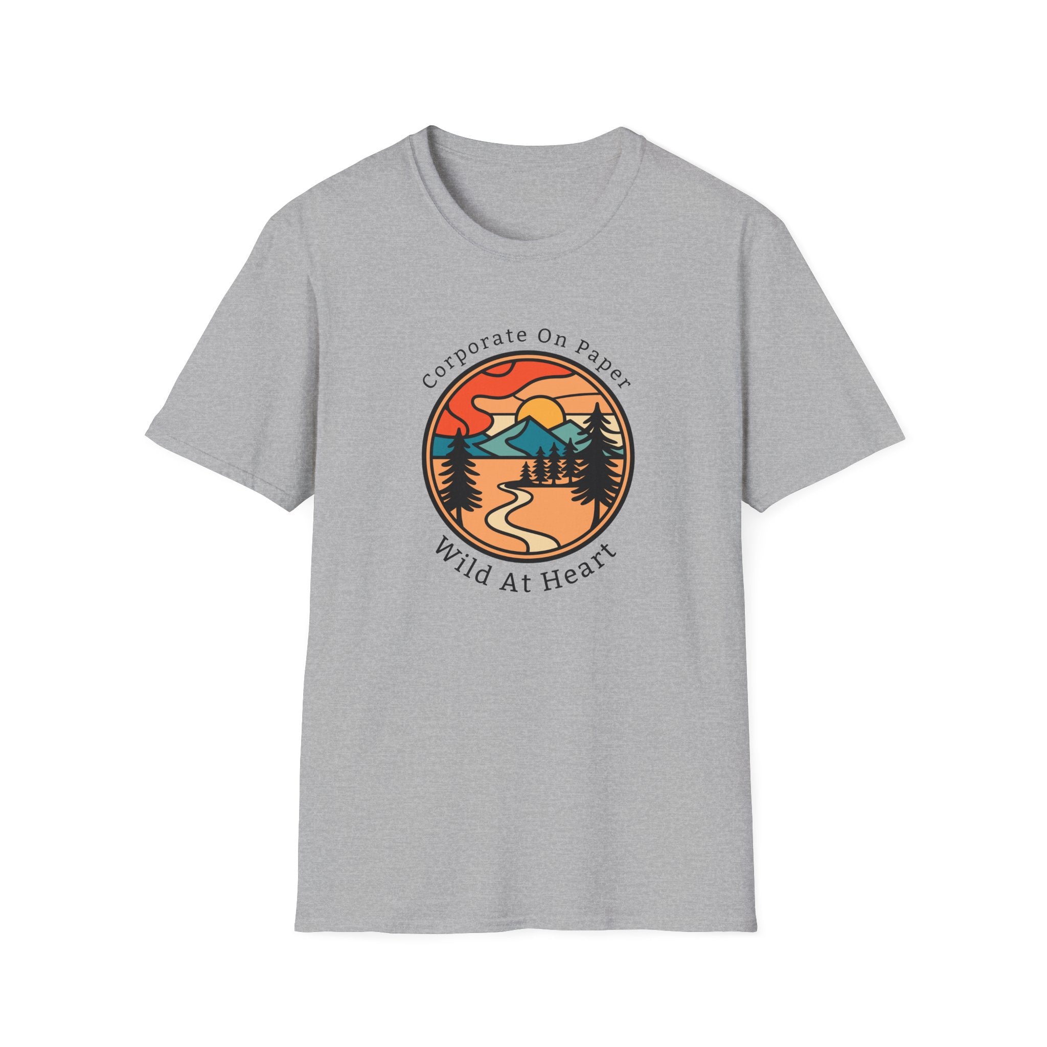 Corporate on Paper, Wild at Heart Tee - Mountain Sunset T-Shirt - Hippie at Heart