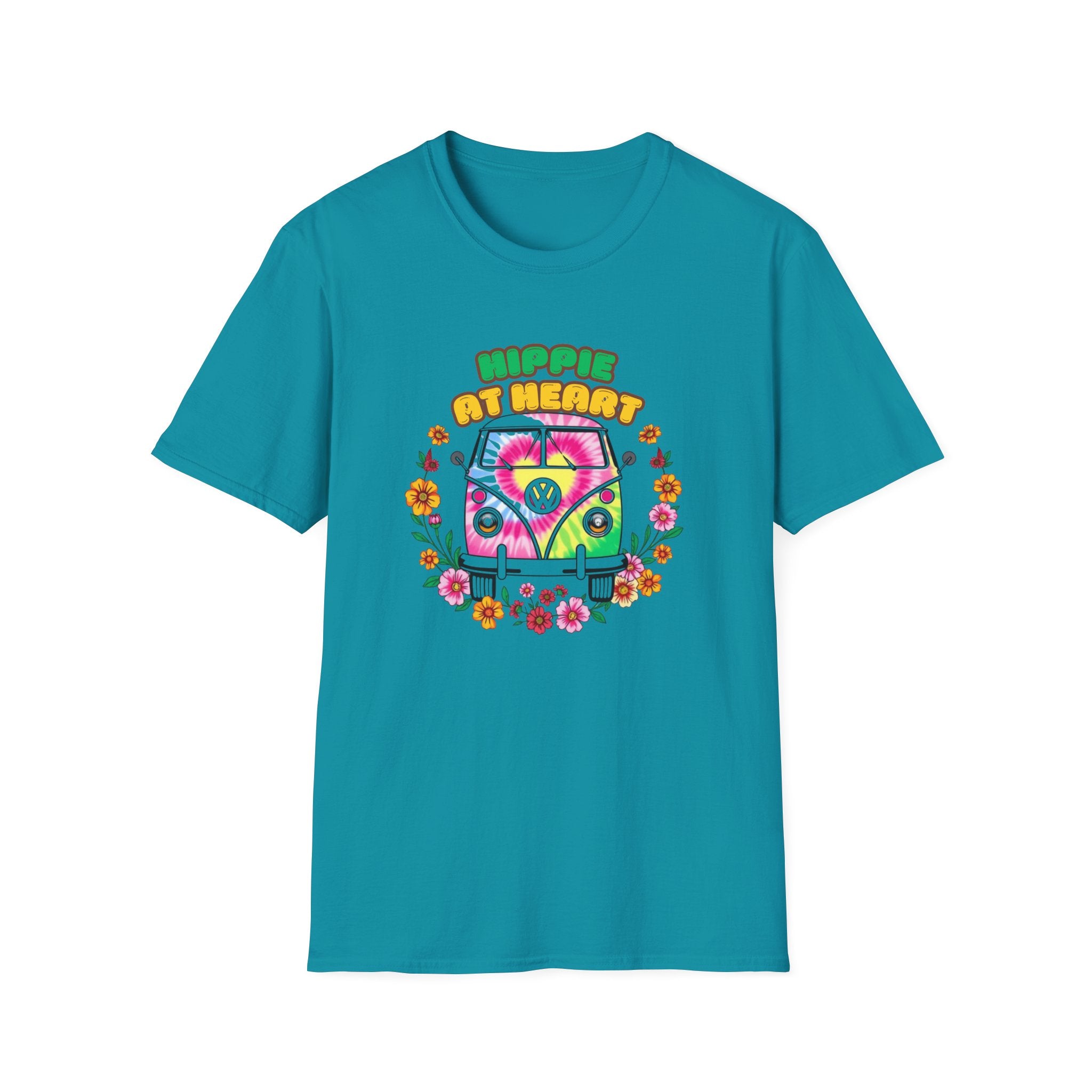 Hippie At Heart Tee - Colorful Van Life VW Design - Hippie at Heart