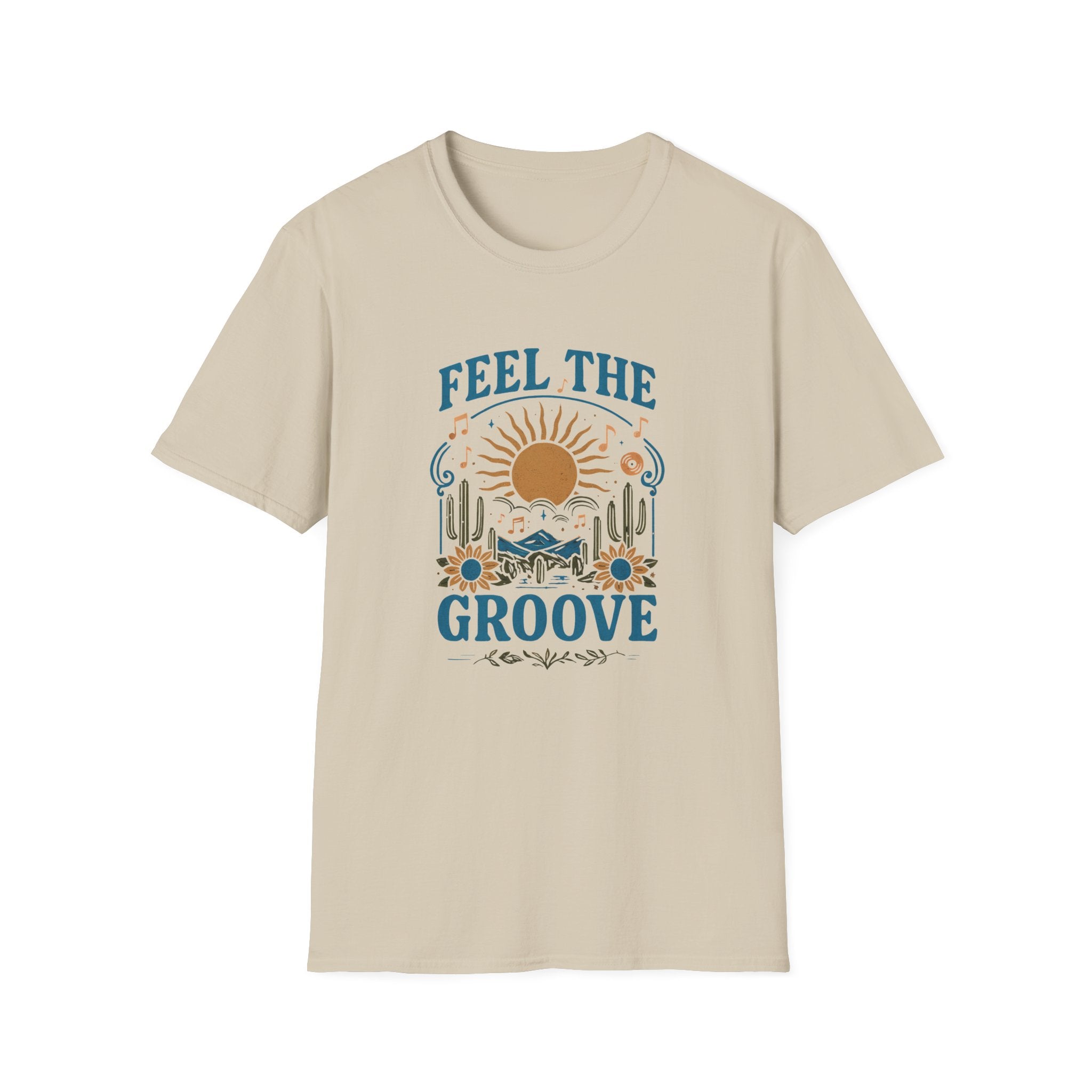 Feel the Groove Nostalgic Tee - Vintage Sunset Desert Graphic T-Shirt - Hippie at Heart