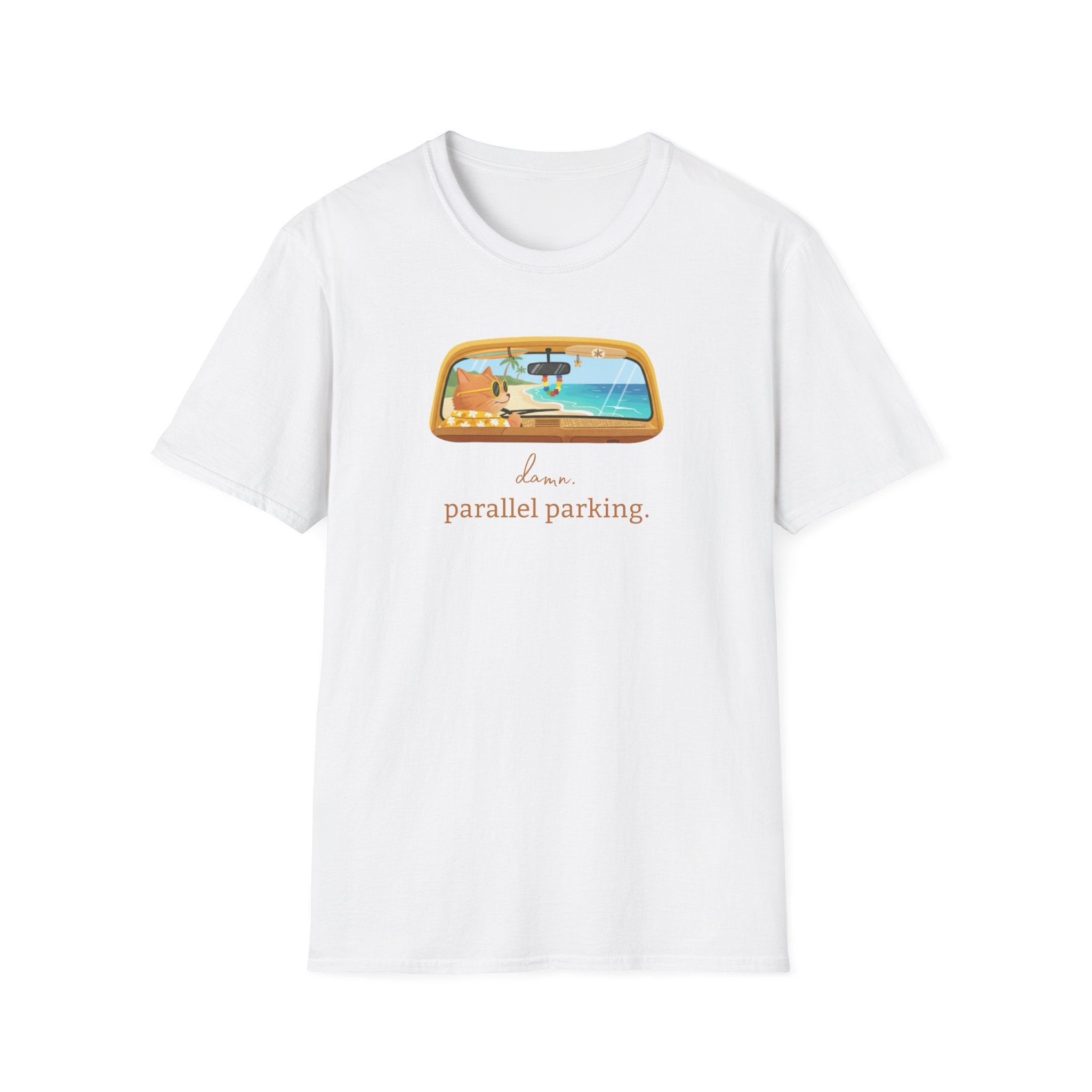 damn. parallel parking. Tee - Retro Surfer Driving Cat - Hippie at Heart