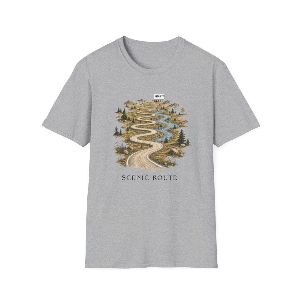 Scenic Route Roadmap T-Shirt - Destination: Insanity - Hippie at Heart
