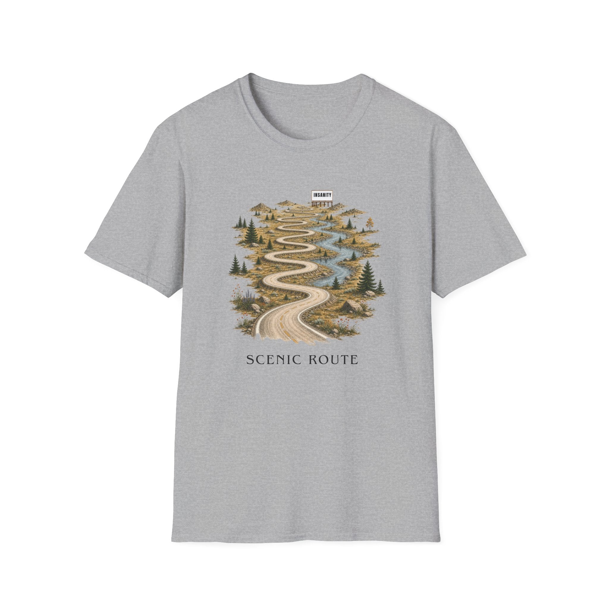 Scenic Route Roadmap T-Shirt - Destination: Insanity - Hippie at Heart