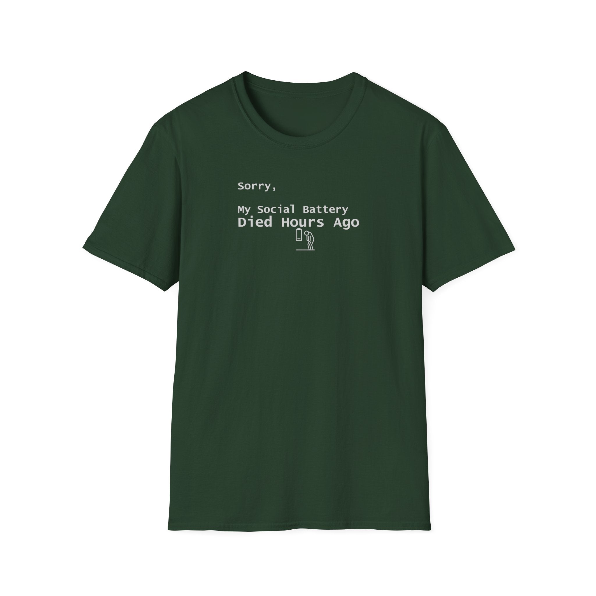 Sorry, My Social Battery Died Hours Ago Tee - Funny Introvert T-Shirt - Hippie at Heart