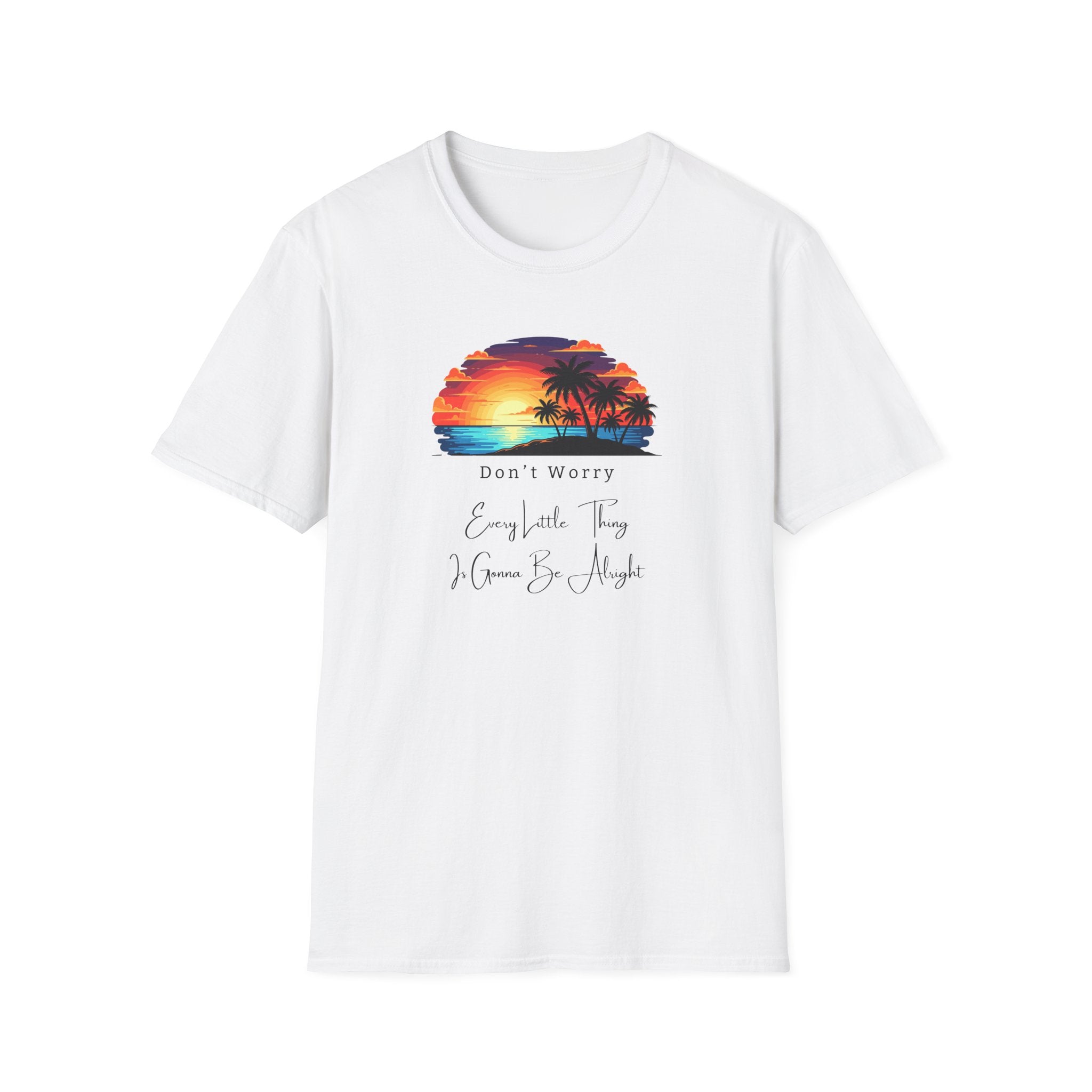 Don't Worry Every Little Thing - Retro Sunset Palm T-Shirt - Hippie at Heart
