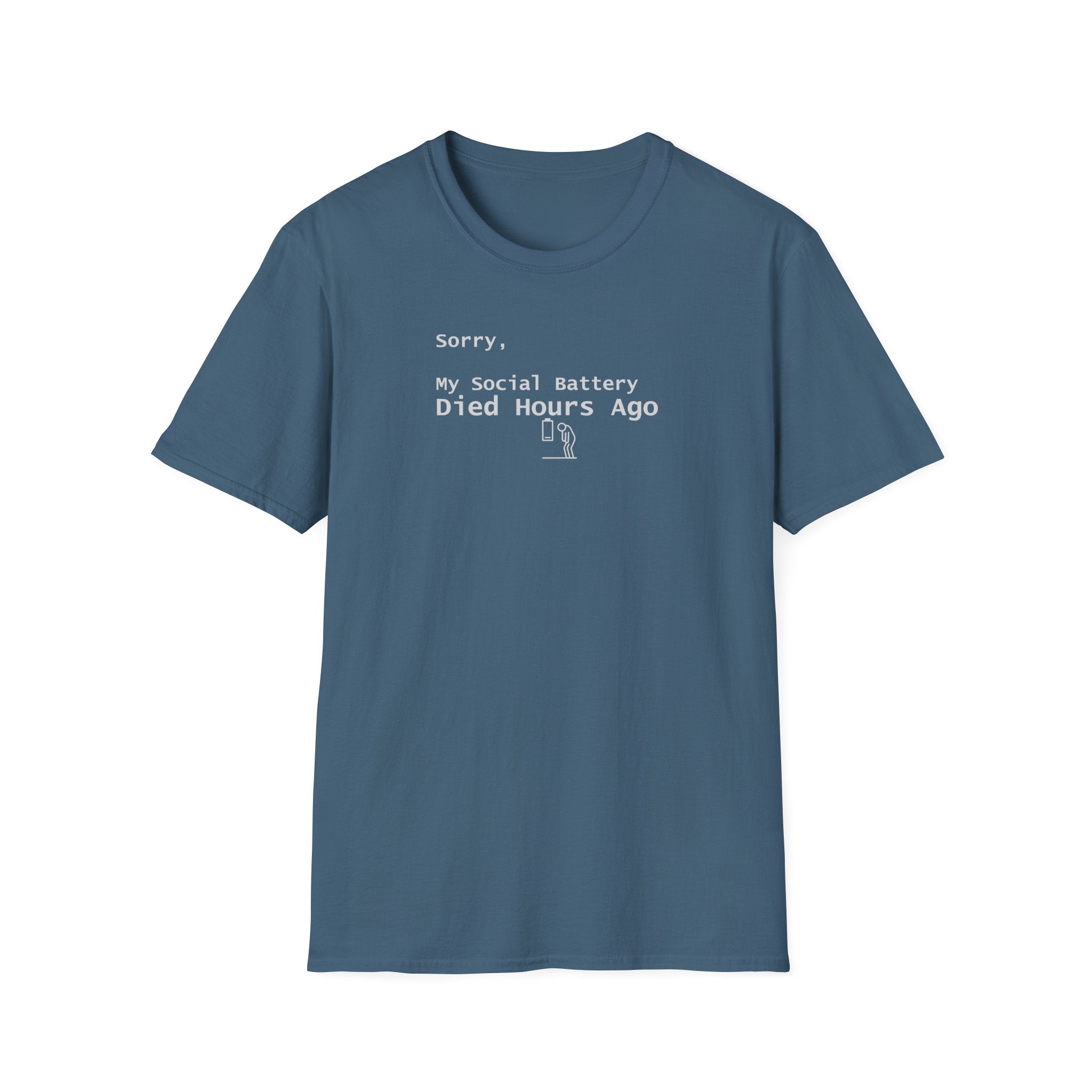 Sorry, My Social Battery Died Hours Ago Tee - Funny Introvert T-Shirt - Hippie at Heart