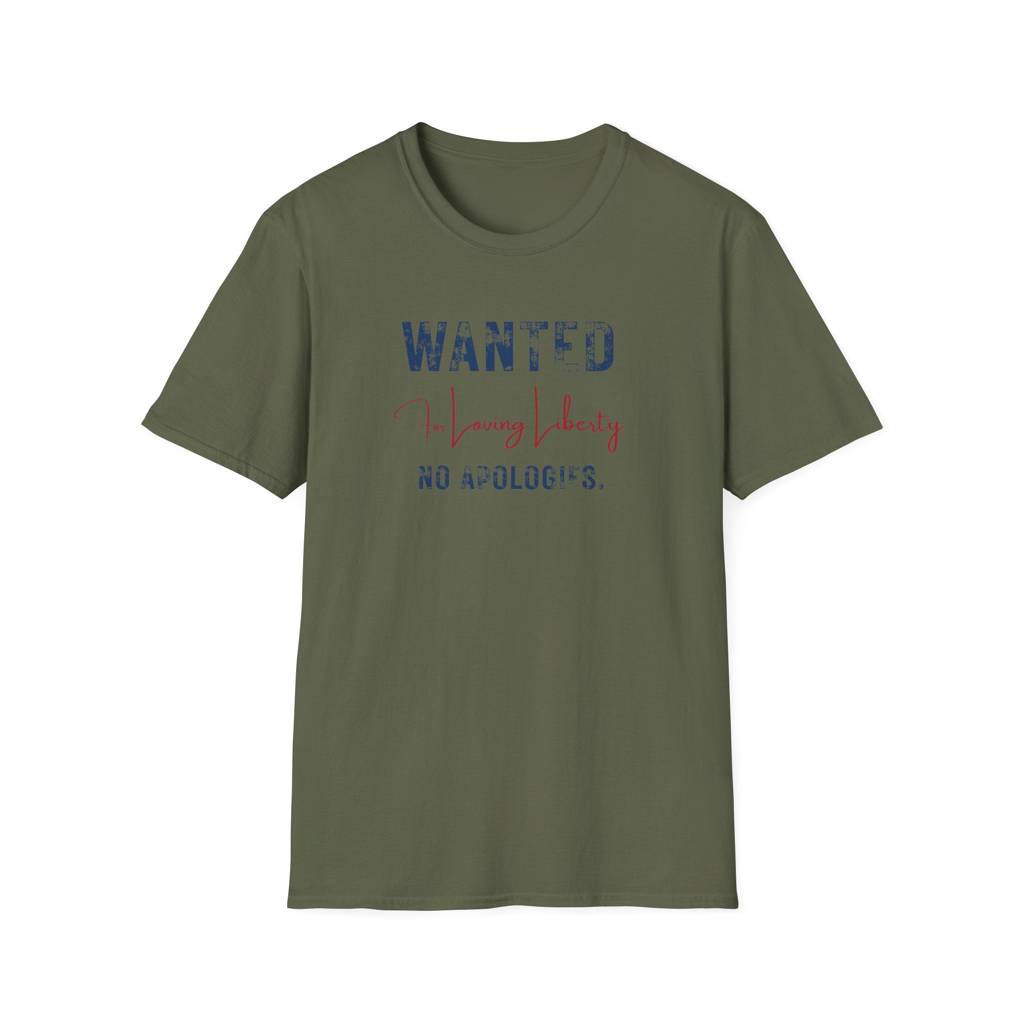 Wanted For Loving Liberty Tee - No Apologies Patriotic Graphic T‑Shirt - Hippie at Heart