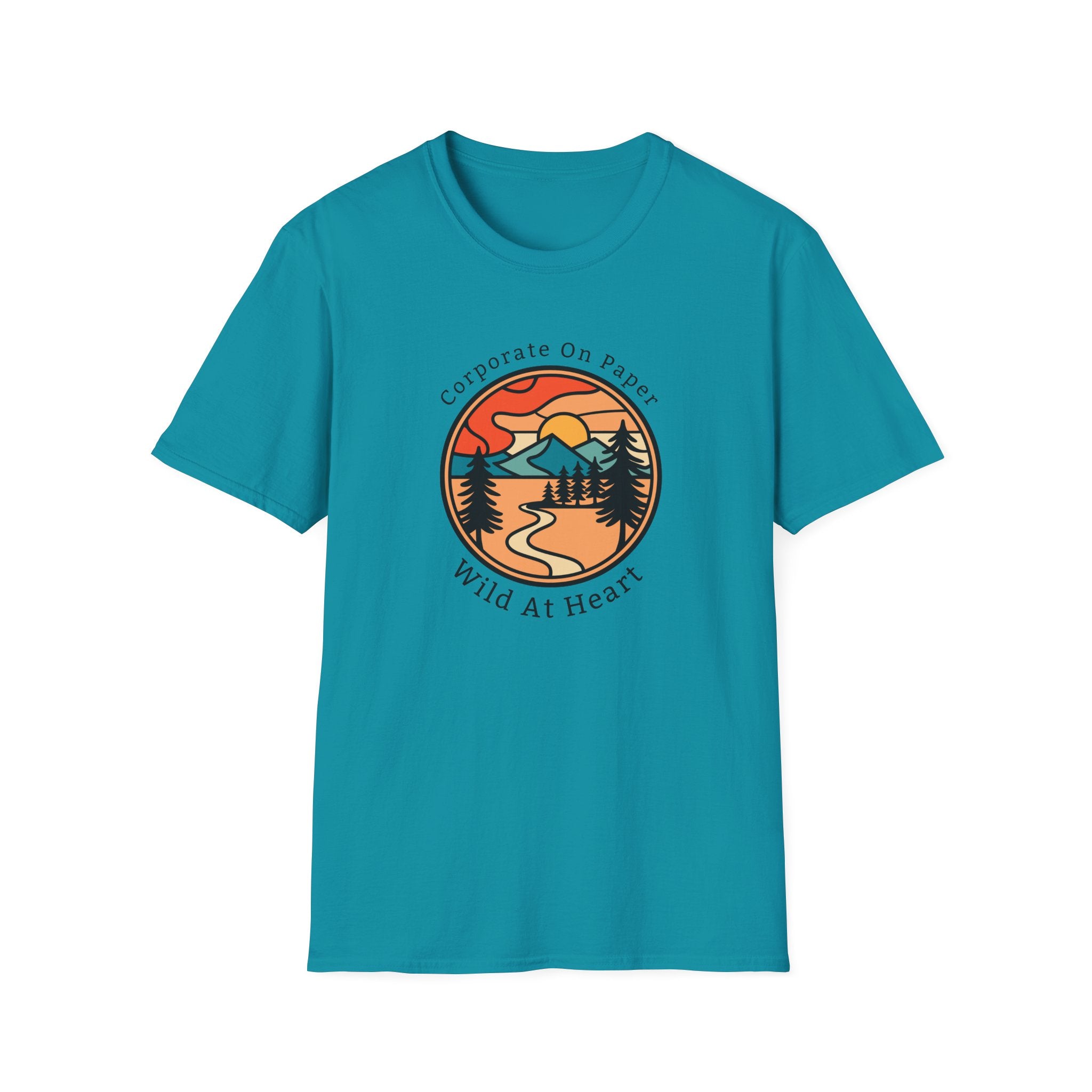 Corporate on Paper, Wild at Heart Tee - Mountain Sunset T-Shirt - Hippie at Heart