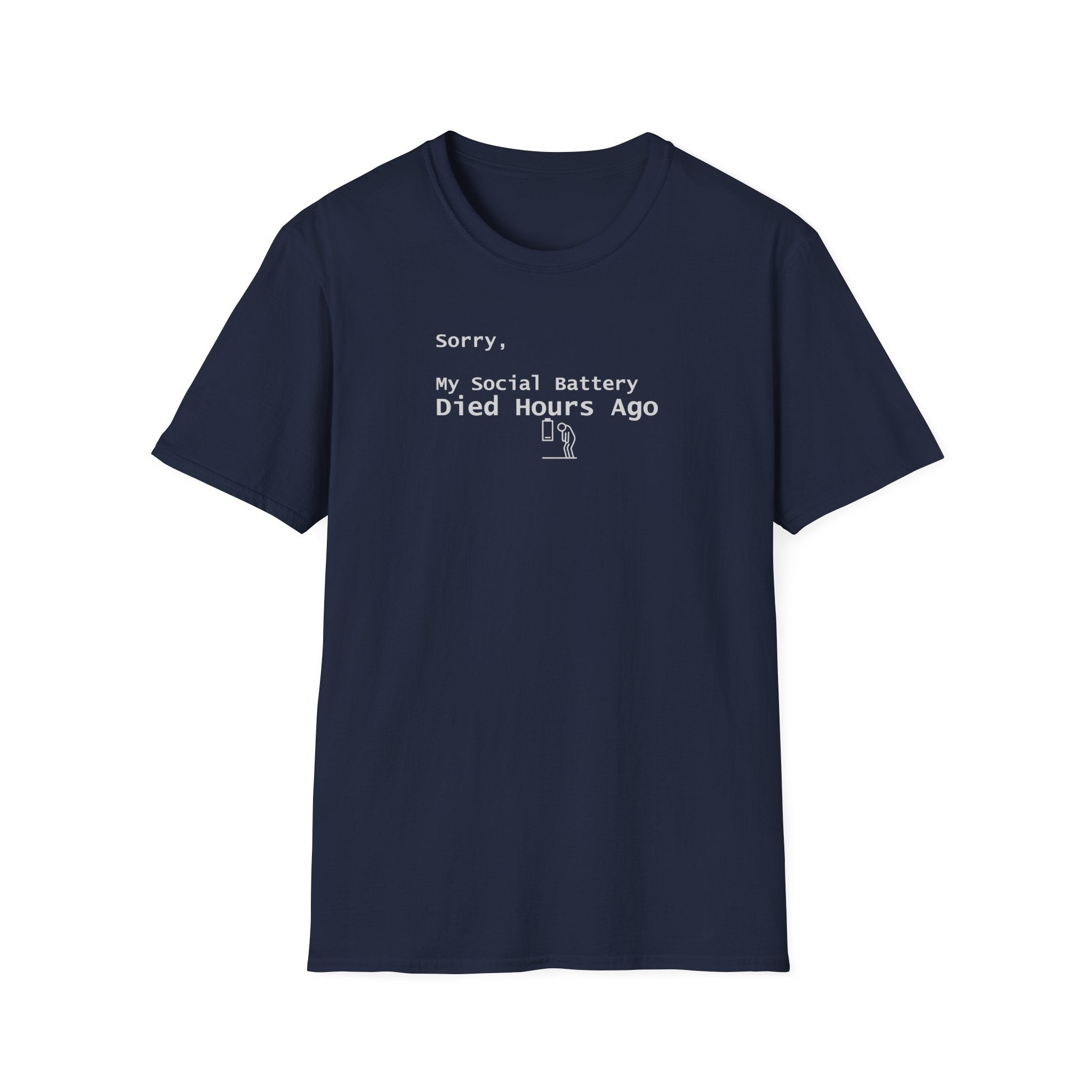 Sorry, My Social Battery Died Hours Ago Tee - Funny Introvert T-Shirt - Hippie at Heart