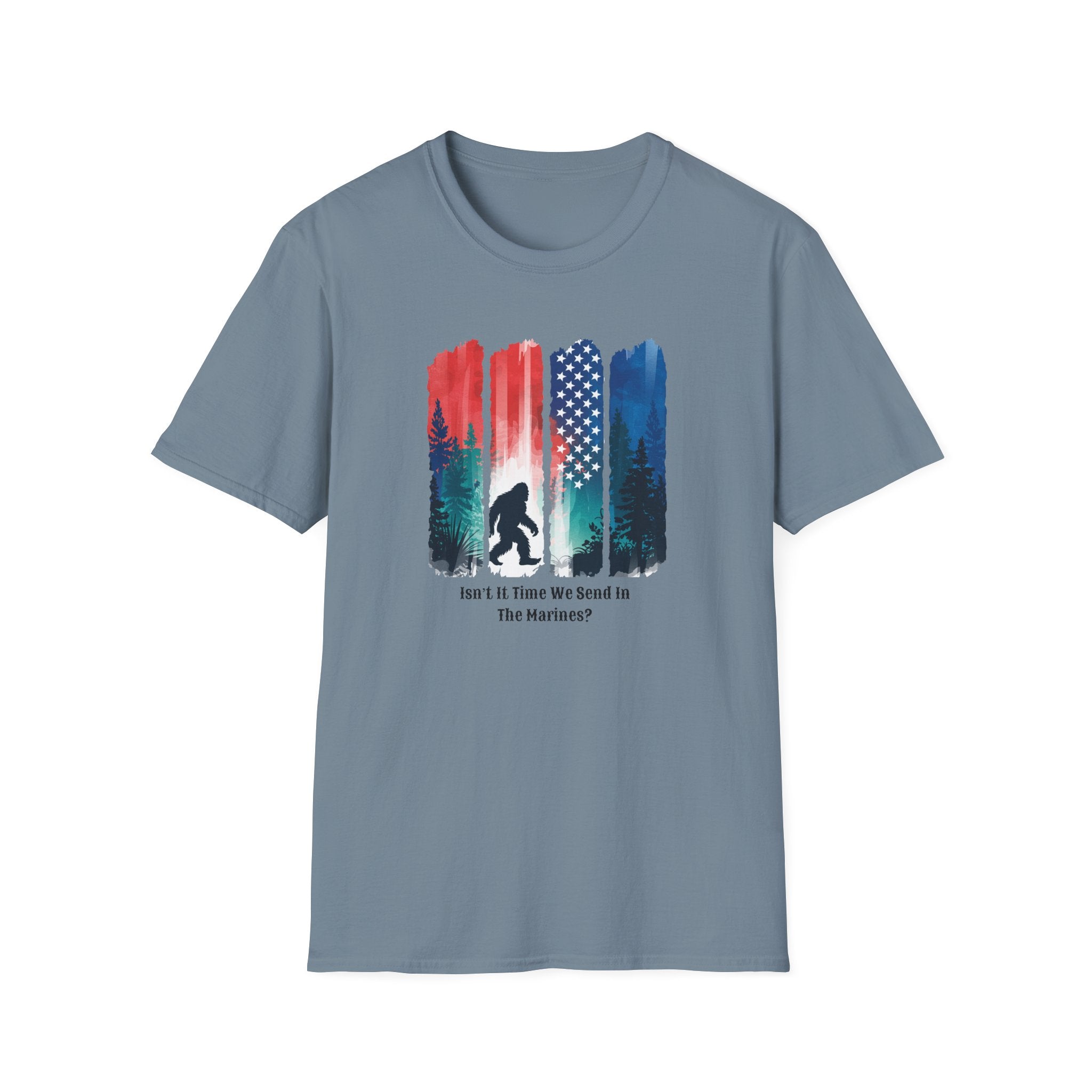 Isn't it Time We Send in the Marines? - Vintage Flag & Patriotic Bigfoot Tee - Hippie at Heart