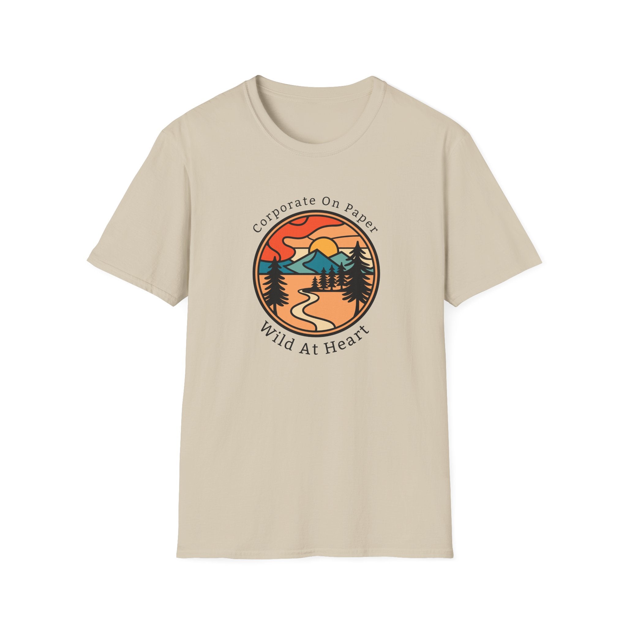 Corporate on Paper, Wild at Heart Tee - Mountain Sunset T-Shirt - Hippie at Heart