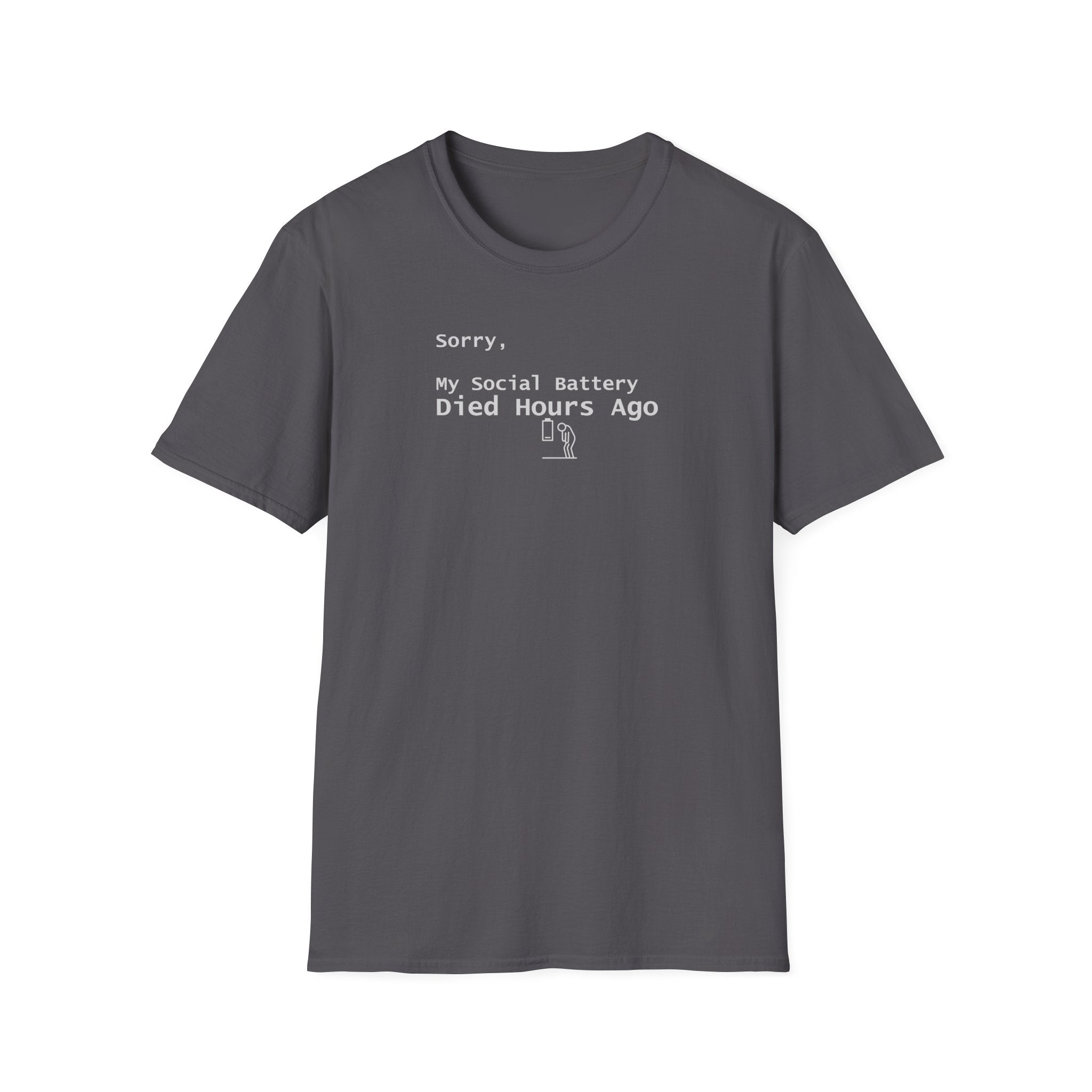 Sorry, My Social Battery Died Hours Ago Tee - Funny Introvert T-Shirt - Hippie at Heart