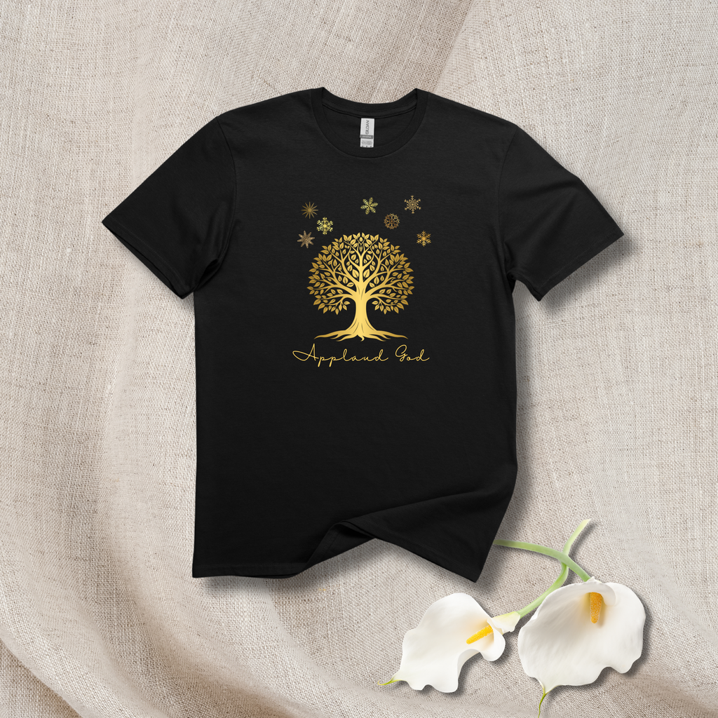 Applaud God - Golden Tree & Snowflake Tee - Hippie at Heart