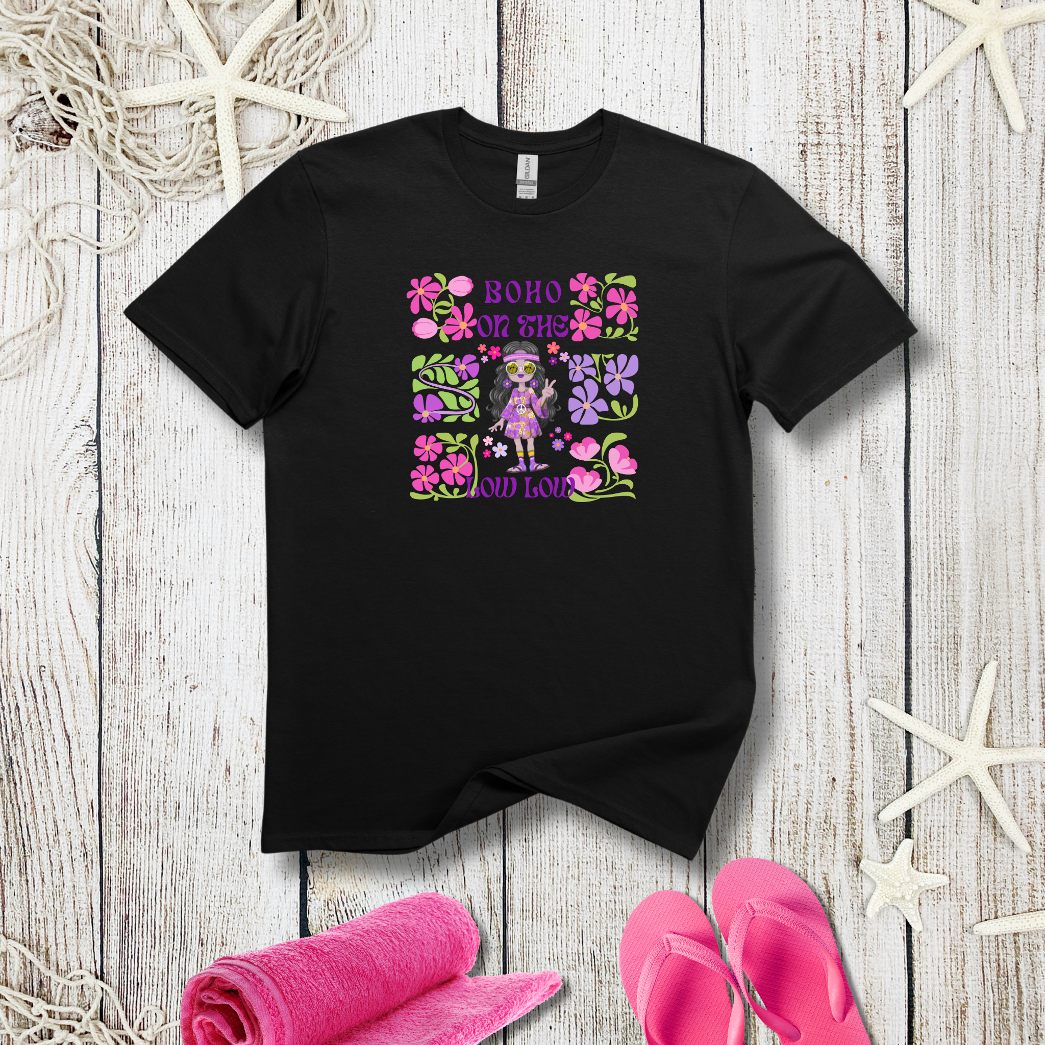 Boho on the Low Low Tee - Retro Floral Fun - Hippie at Heart
