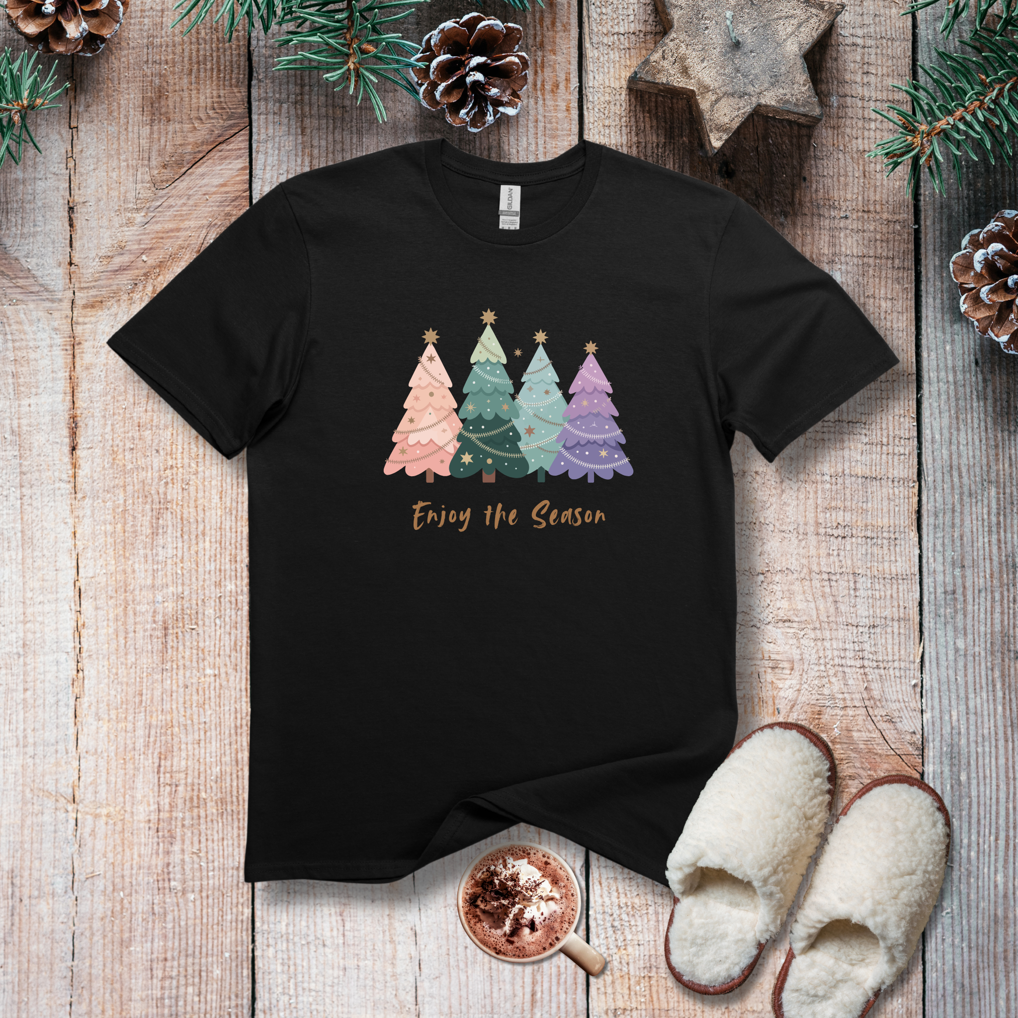 Enjoy the Season - Festive Decorated Trees Tee - Hippie at Heart