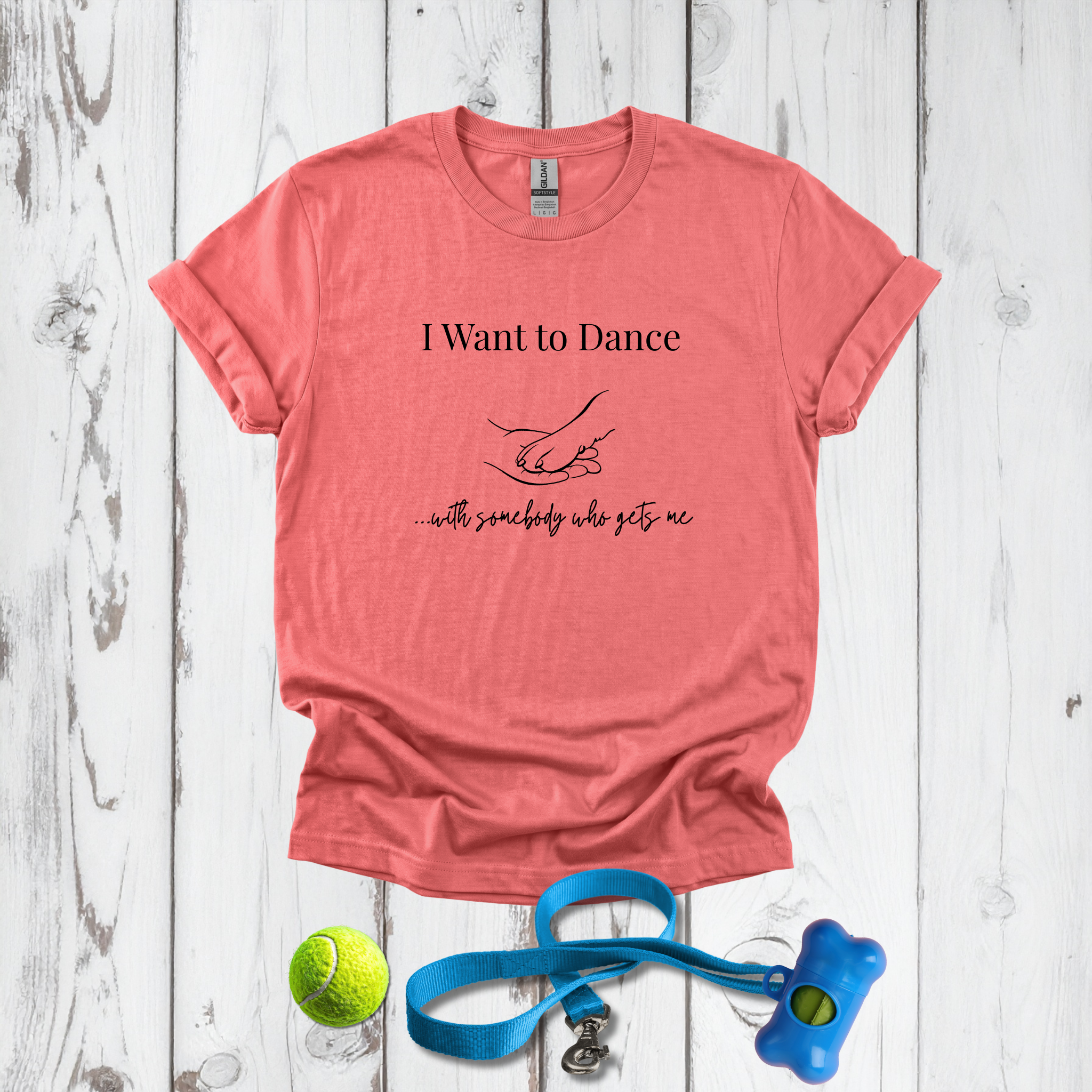 I Want to Dance T-Shirt - Minimal Line Art Dog Dance Tee - Hippie at Heart