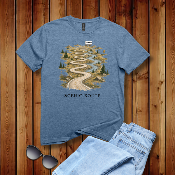 Scenic Route Roadmap T-Shirt - Destination: Insanity - Hippie at Heart