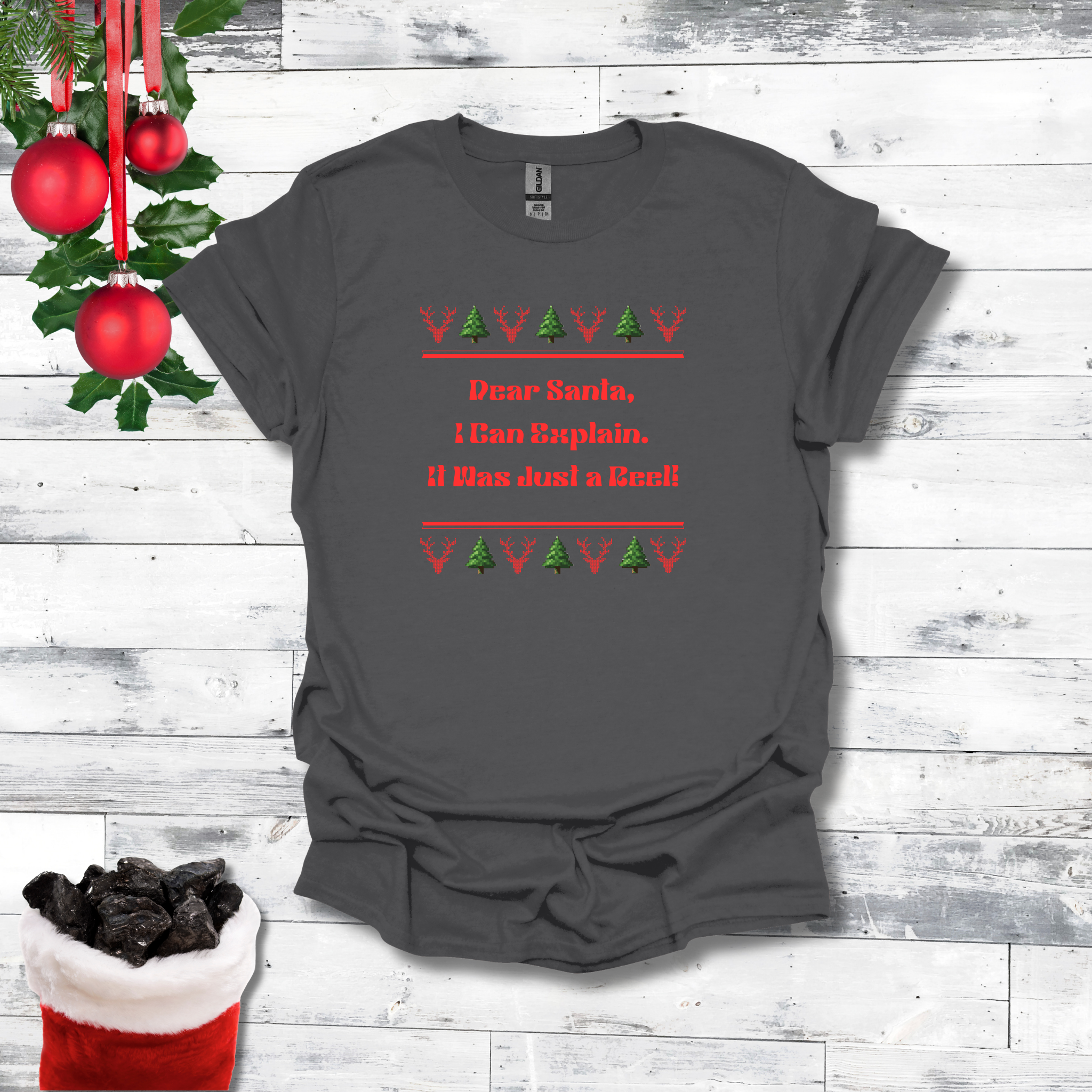 Dear Santa, I Can Explain - Naughty Reel Confessional Tee - Hippie at Heart