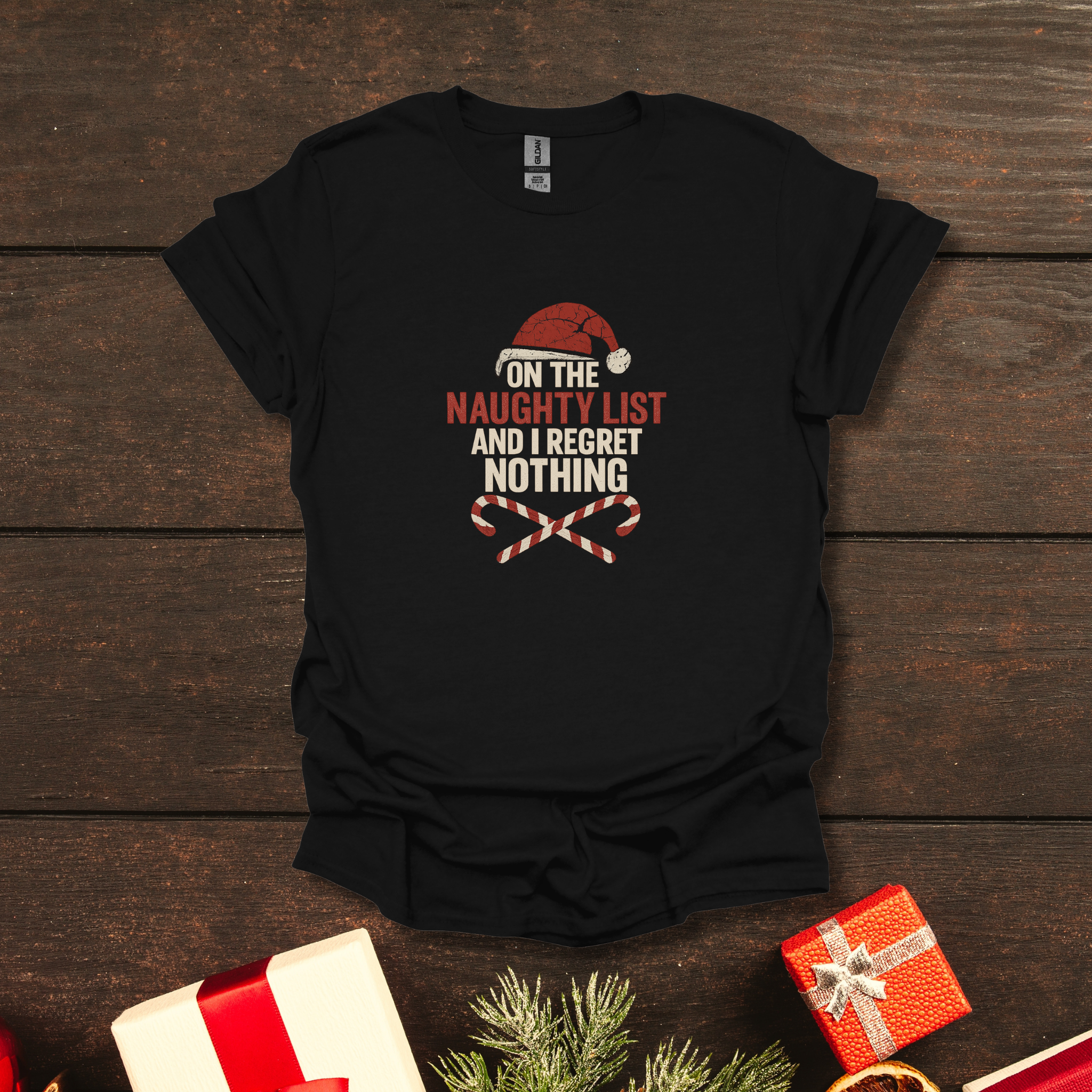 On the Naughty List and I .... - Funny Christmas Holiday Tee - Hippie at Heart