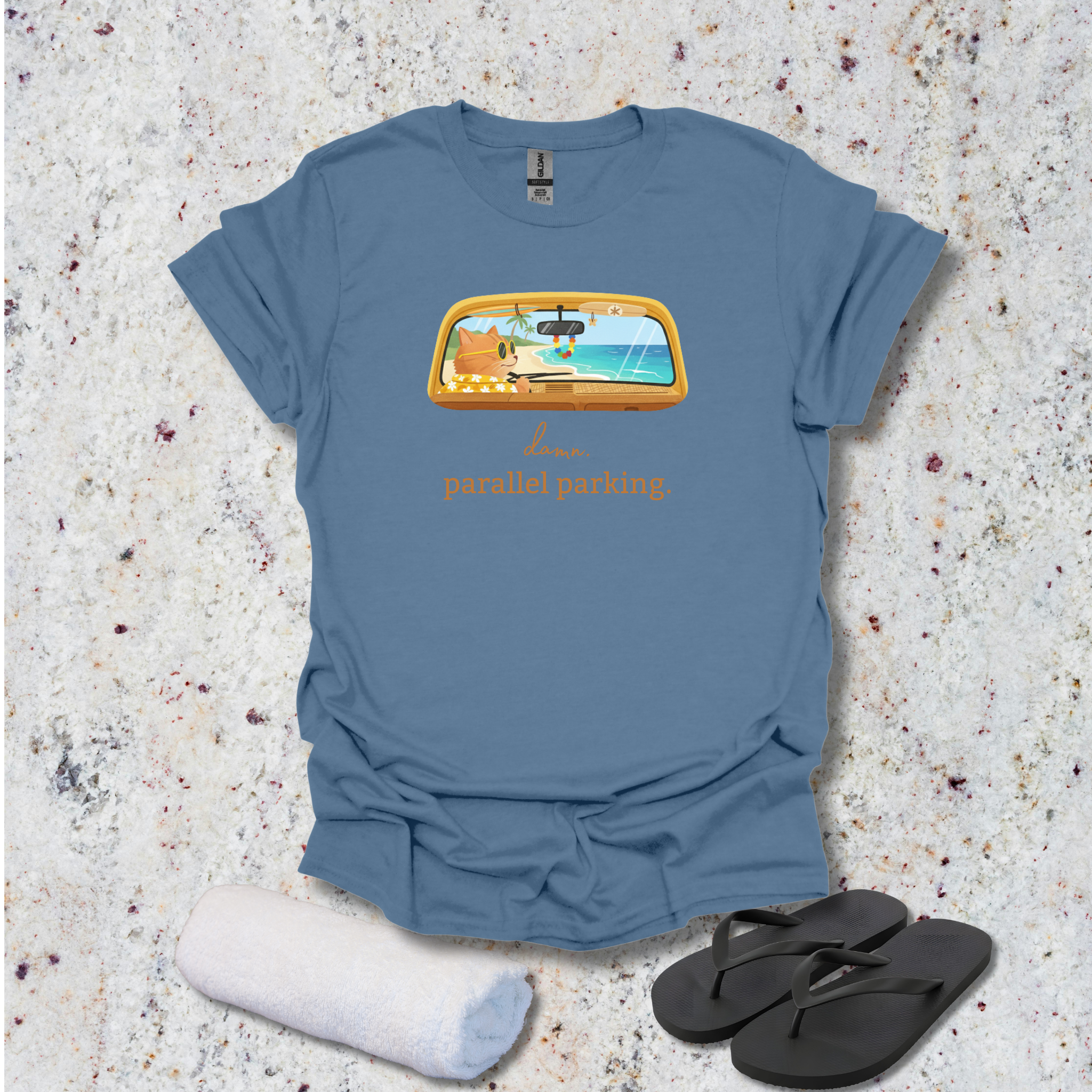 damn. parallel parking. Tee - Retro Surfer Driving Cat - Hippie at Heart