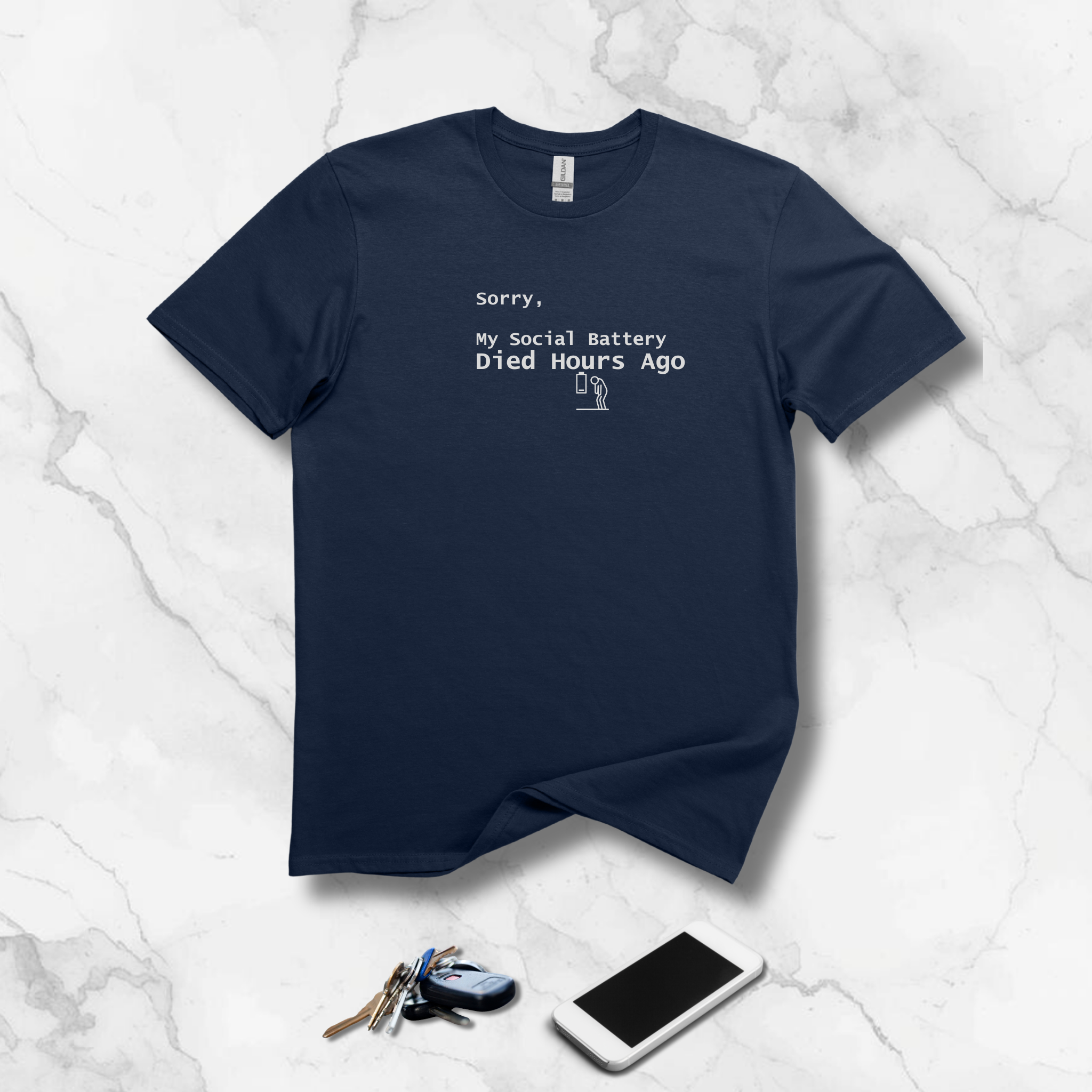 Sorry, My Social Battery Died Hours Ago Tee - Funny Introvert T-Shirt - Hippie at Heart