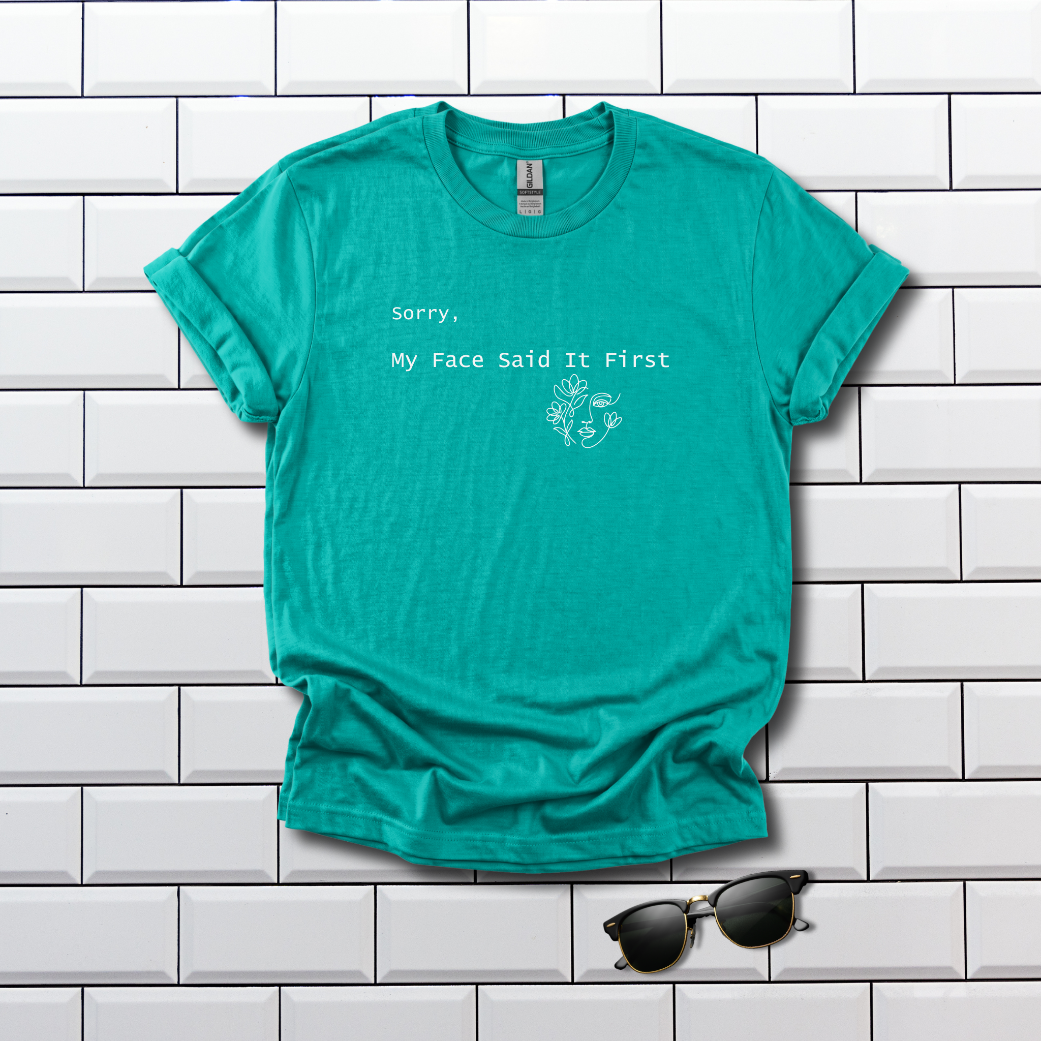 Sorry, My Face Said It First Tee - Vintage Feel Minimalist T-Shirt - Hippie at Heart