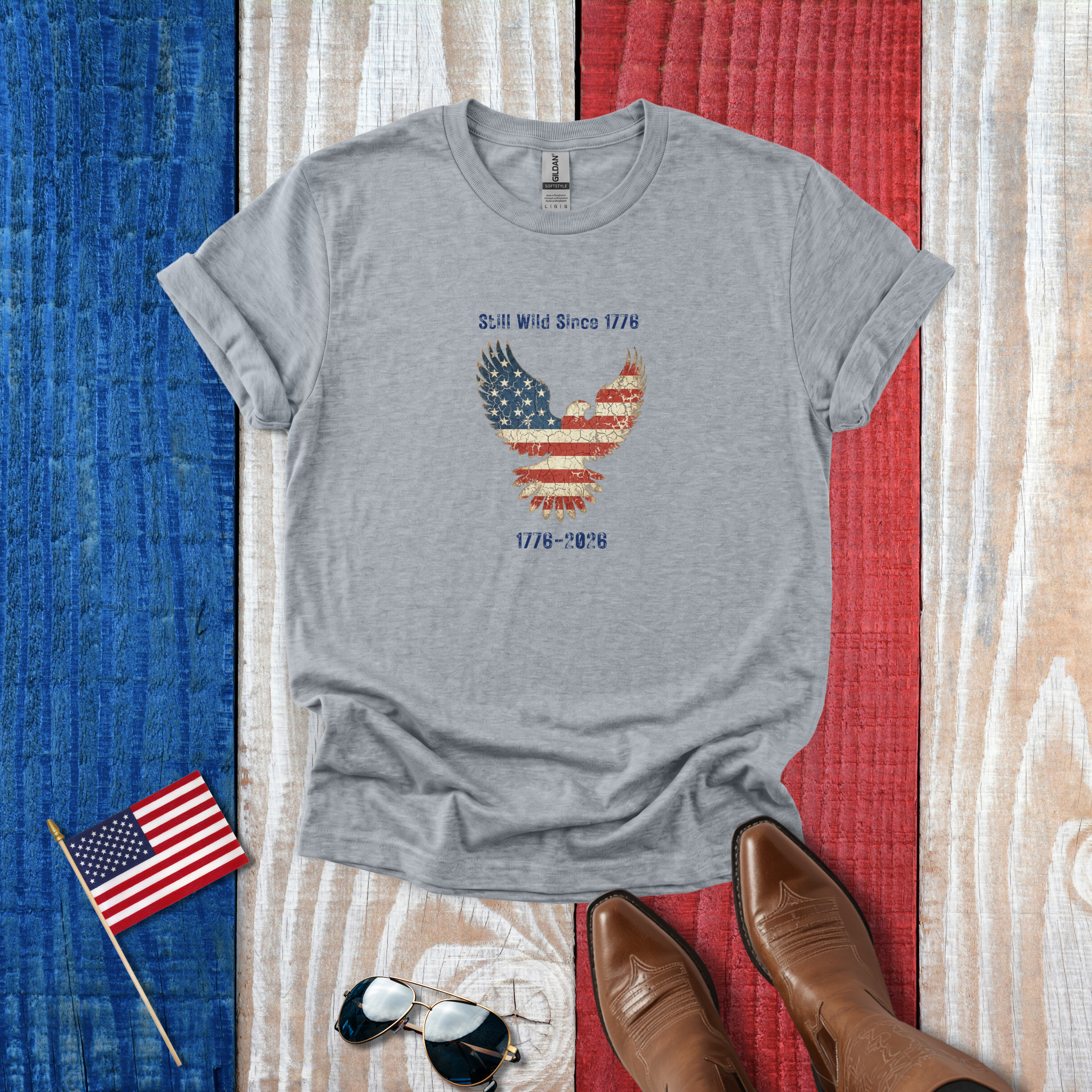 Still Wild Since 1776 - Patriotic Eagle T-Shirt - American Flag Tee - Hippie at Heart