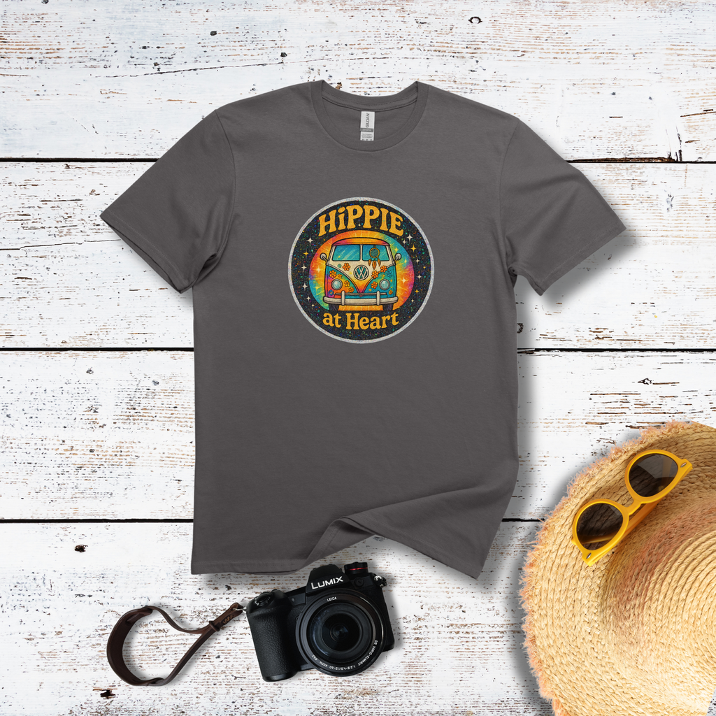 Hippie at Heart Tee - Retro VW Bus Graphic T-Shirt - Hippie at Heart