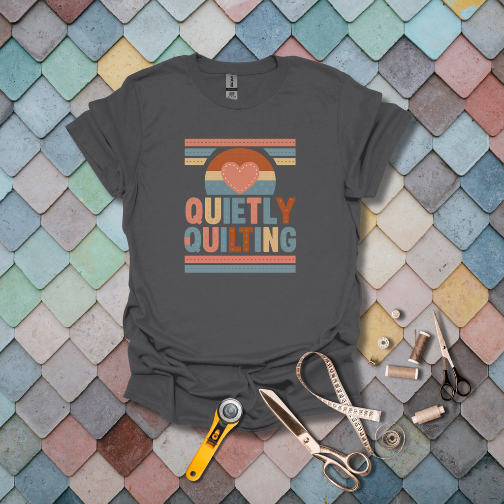 Quietly Quilting - Retro Heart Quilter Tee - Hippie at Heart